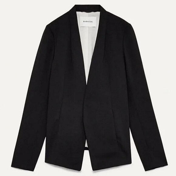 Aritzia Babaton Keith Blazer Sz 6 Open Front Black Corporate Minimalist - Picture 2 of 11